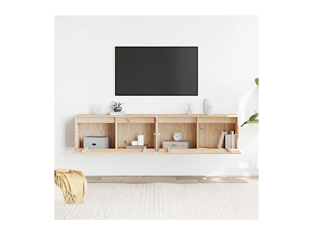 Armarios de pared 2 uds 80x30x35 cm Madera maciza de pino