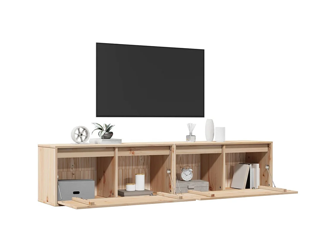 Armarios de pared 2 uds 80x30x35 cm Madera maciza de pino