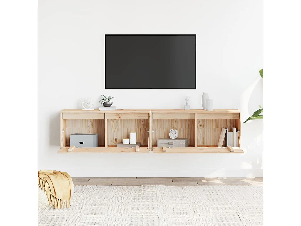 Armoires murales 2 pcs 80x30x35 cm Bois de pin massif