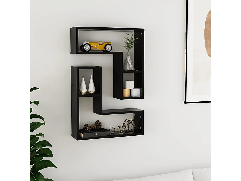 Wandplanken 2 stuks zwart 50x15x50 cm bewerkt hout
