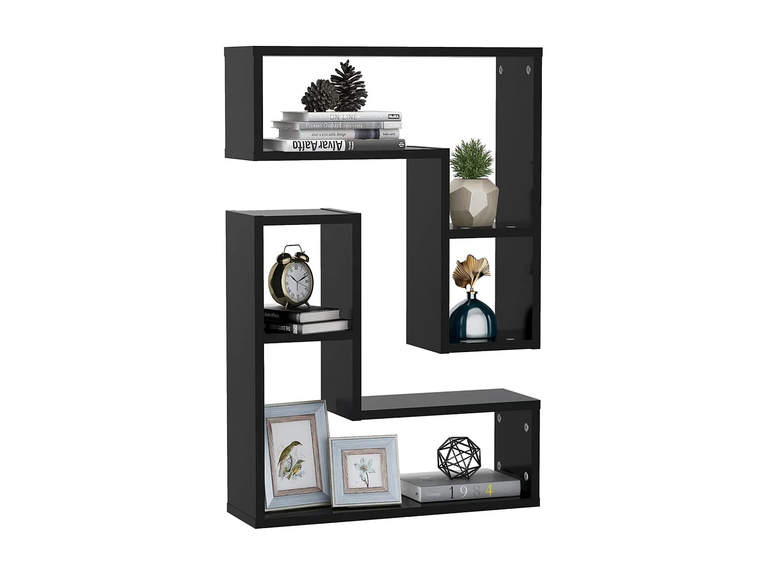 Mensole da parete 2 pezzi nere 50x15x50 cm in legno ingegnerizzato