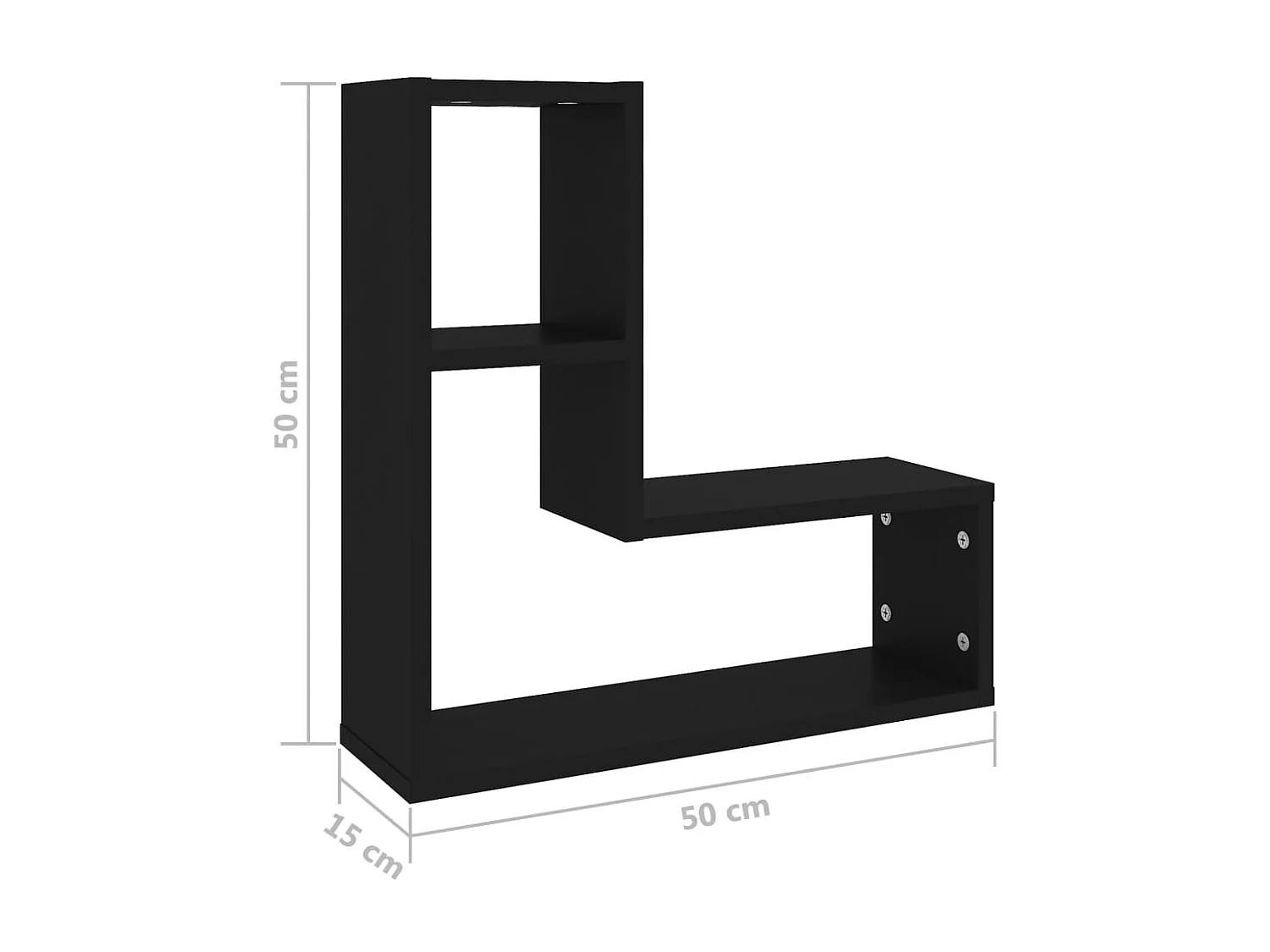 Mensole da parete 2 pezzi nere 50x15x50 cm in legno ingegnerizzato