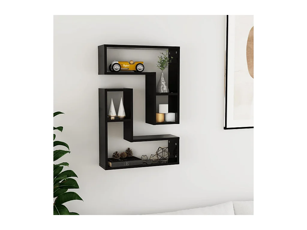 Étagères murales 2 pcs noir 50x15x50 cm bois d'ingénierie