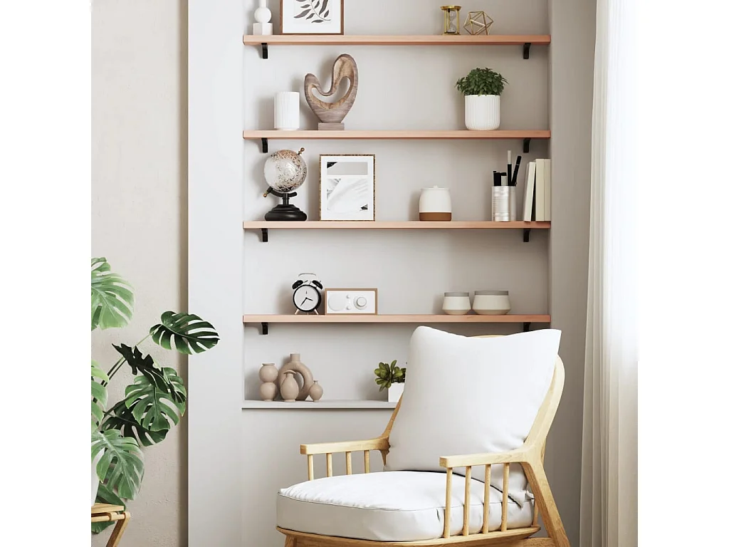 Estante de pared 80x10x2 cm madera maciza de roble sin tratar
