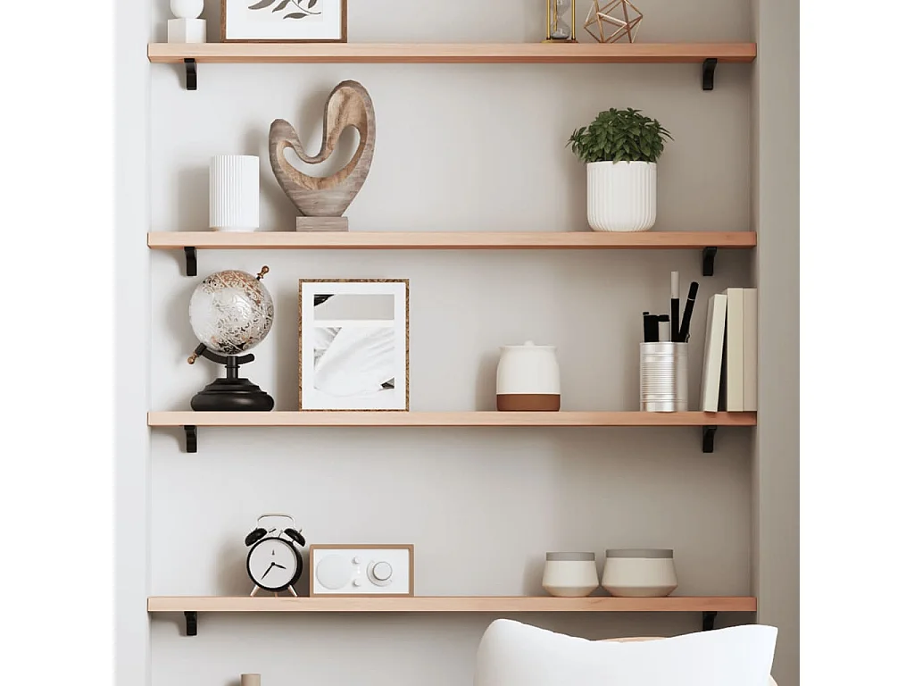 Estante de pared 80x10x2 cm madera maciza de roble sin tratar