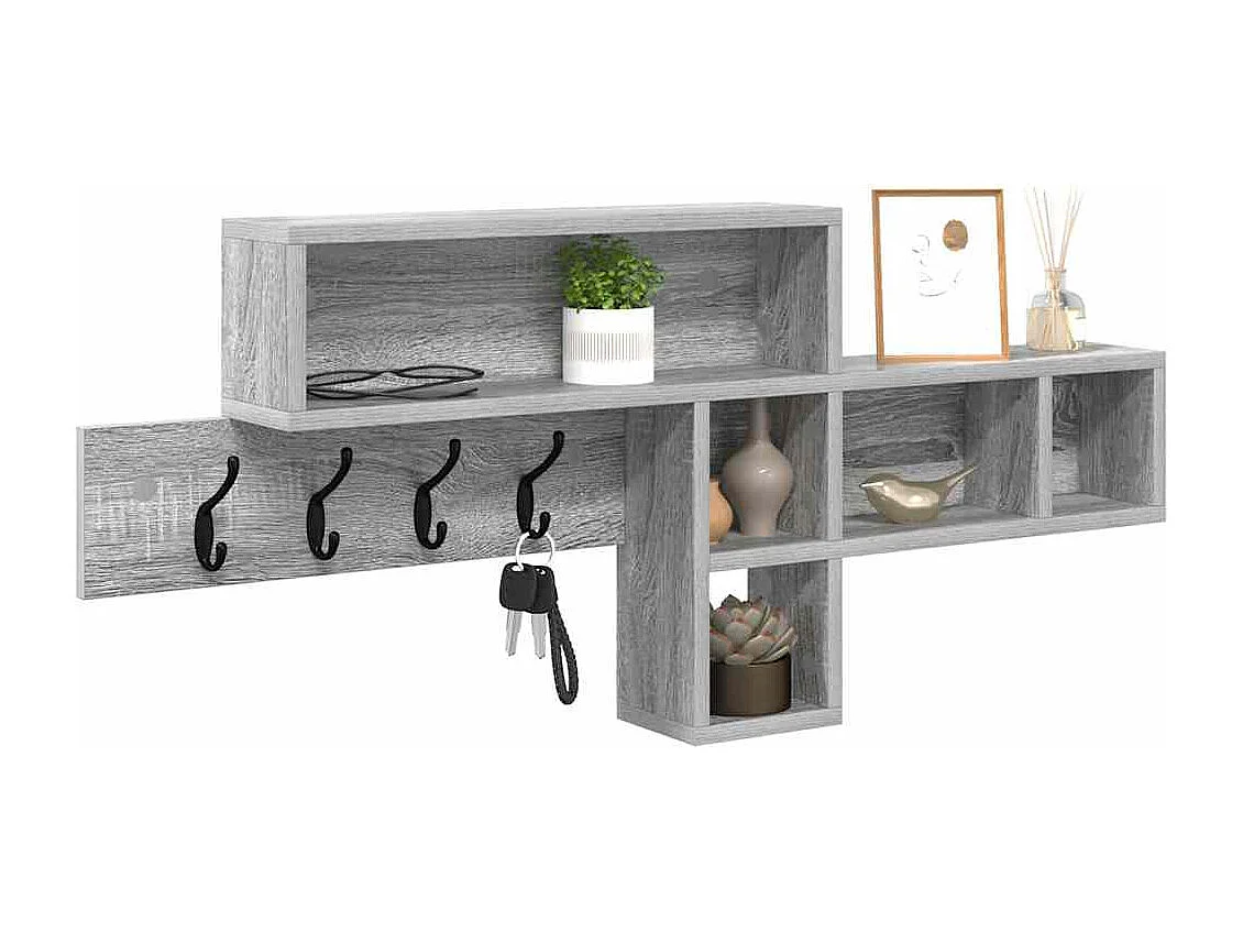 Perchero de pared con estante Sonoma, gris, 100 x 12 x 43,5 cm