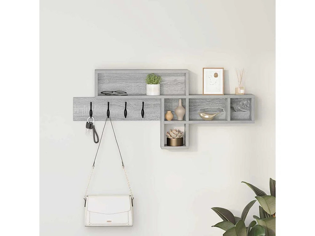 Perchero de pared con estante Sonoma, gris, 100 x 12 x 43,5 cm