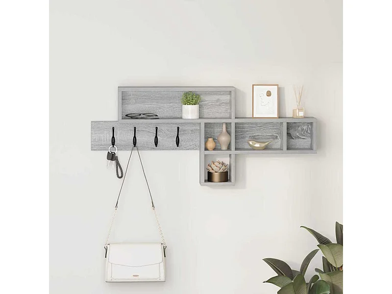 Porte-manteau mural avec étagère Sonoma gris 100 x 12 x 43,5 cm