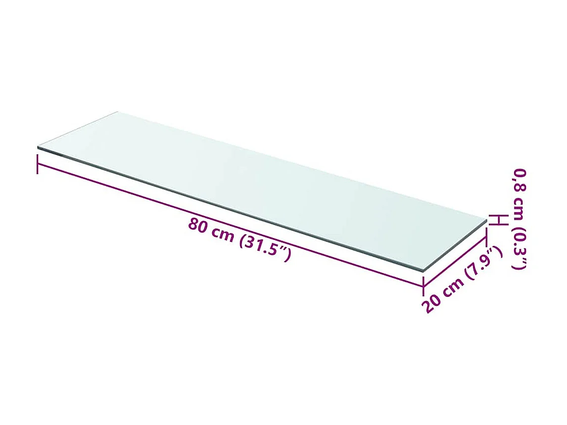 Panneaux d'étagère 2 pcs Verre Transparent 80 x 20 cm