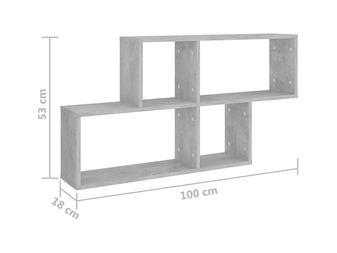 Estante de pared de hormigón gris 100x18x53 cm Madera de ingeniería
