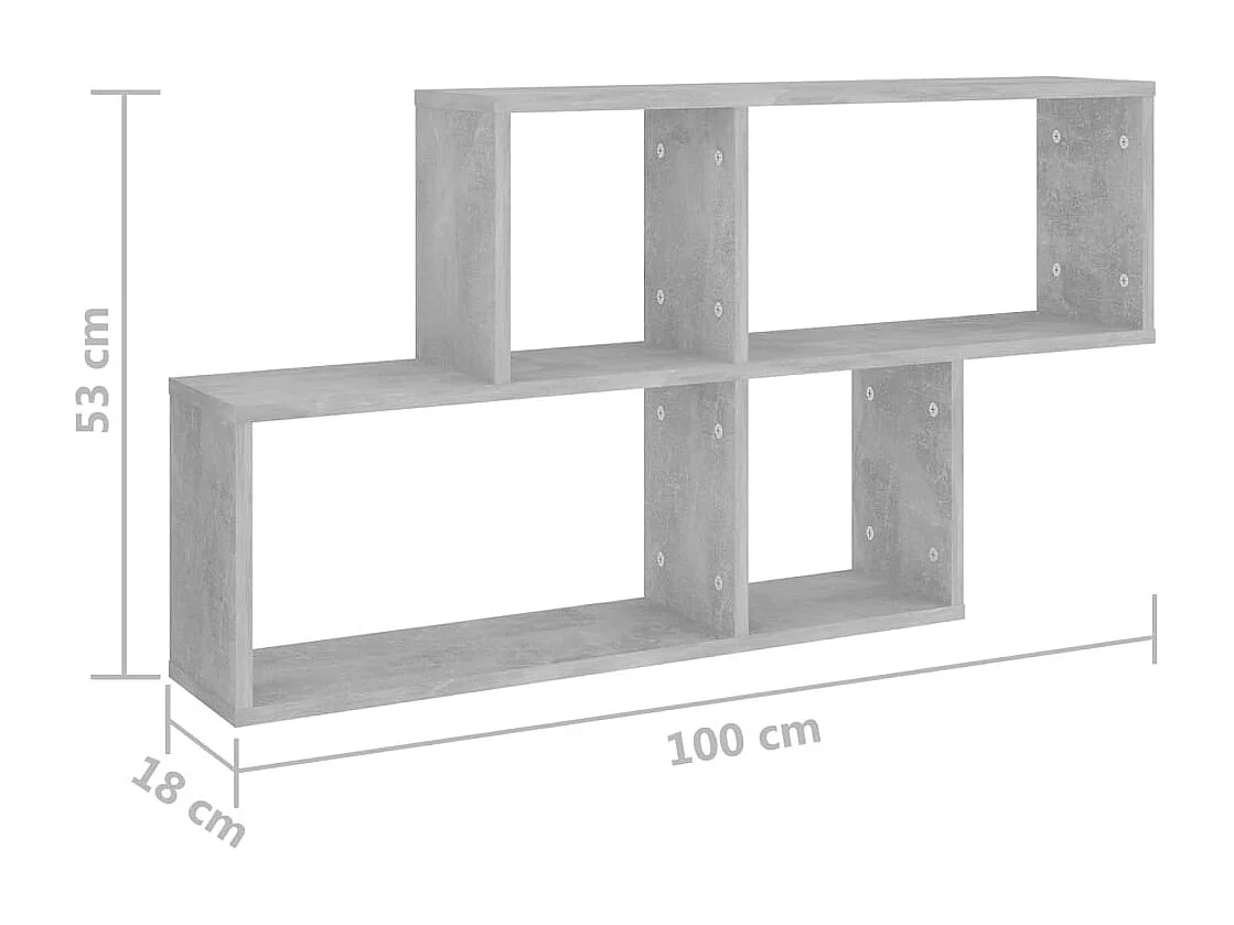 Étagère murale Gris béton 100x18x53 cm Bois d’ingénierie