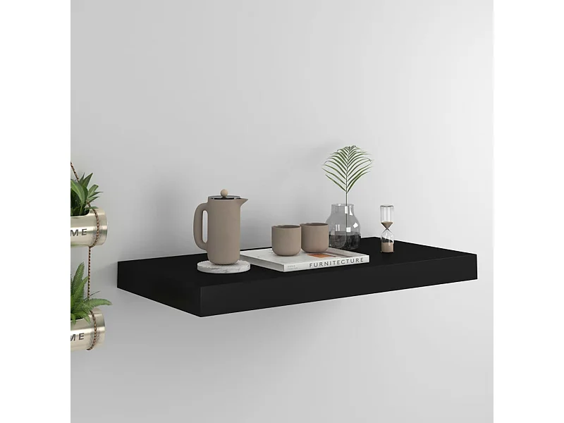 Estante flotante de pared negro 50x23x3,8 cm MDF