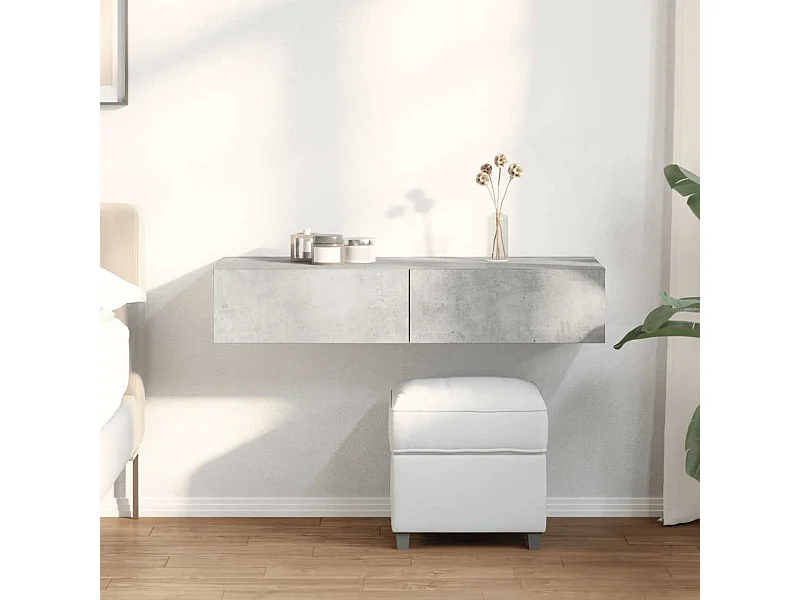 Mensola da parete in legno ingegnerizzato grigio cemento con cassetti