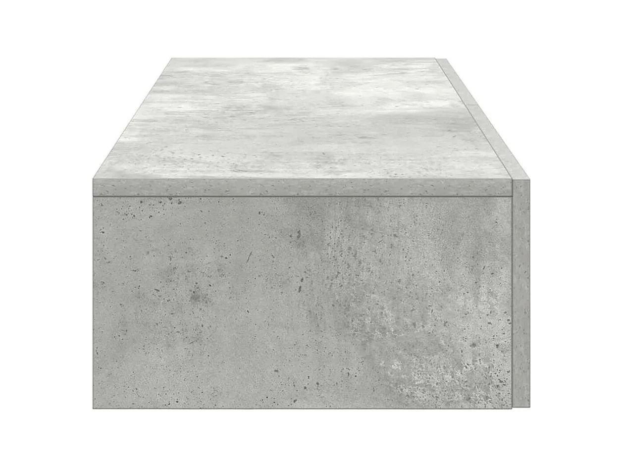 Estante de pared de madera de ingeniería de color gris hormigón con cajones