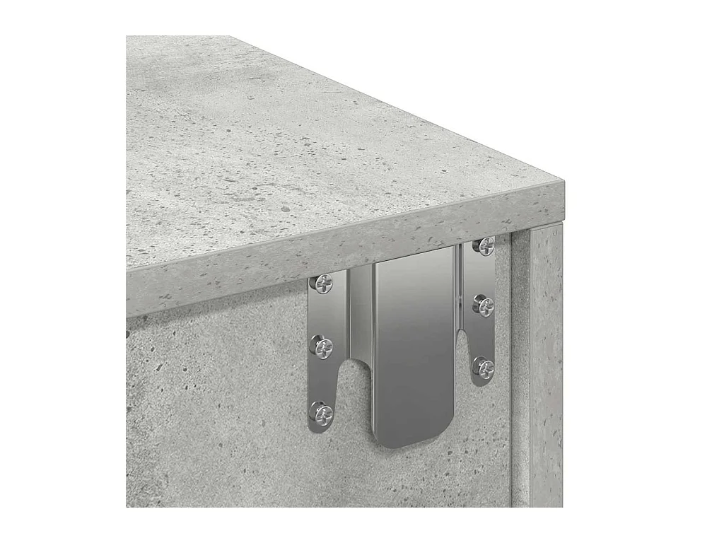 Estante de pared de madera de ingeniería de color gris hormigón con cajones