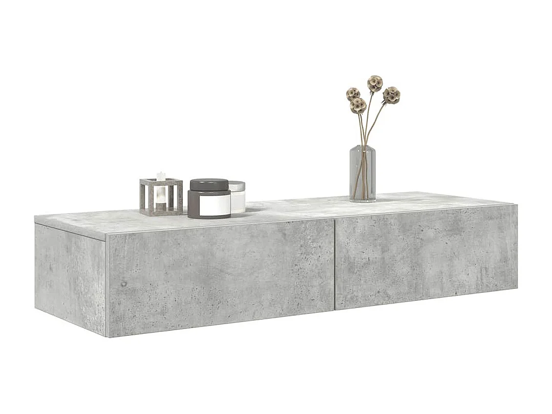 Étagère murale avec tiroirs gris béton bois d'ingénierie