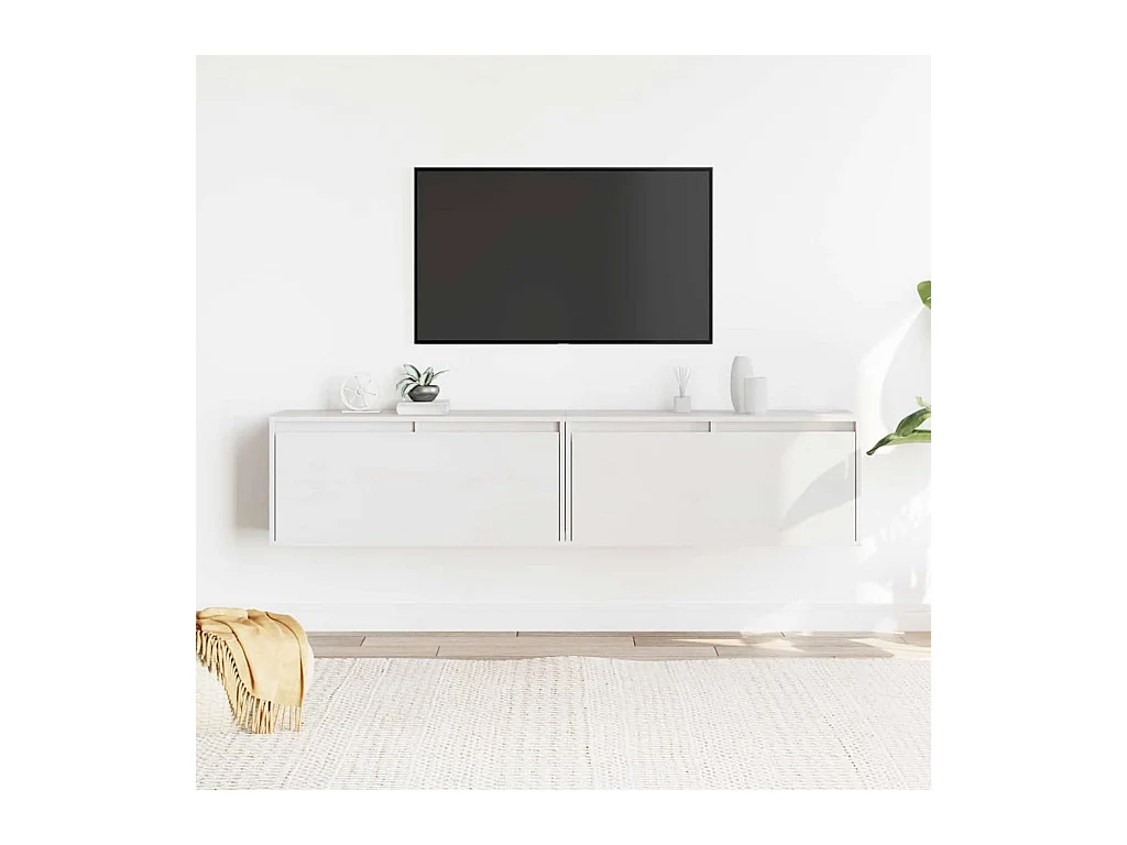 Pensili 2 pz Bianco 80x30x35 cm Legno massello di pino