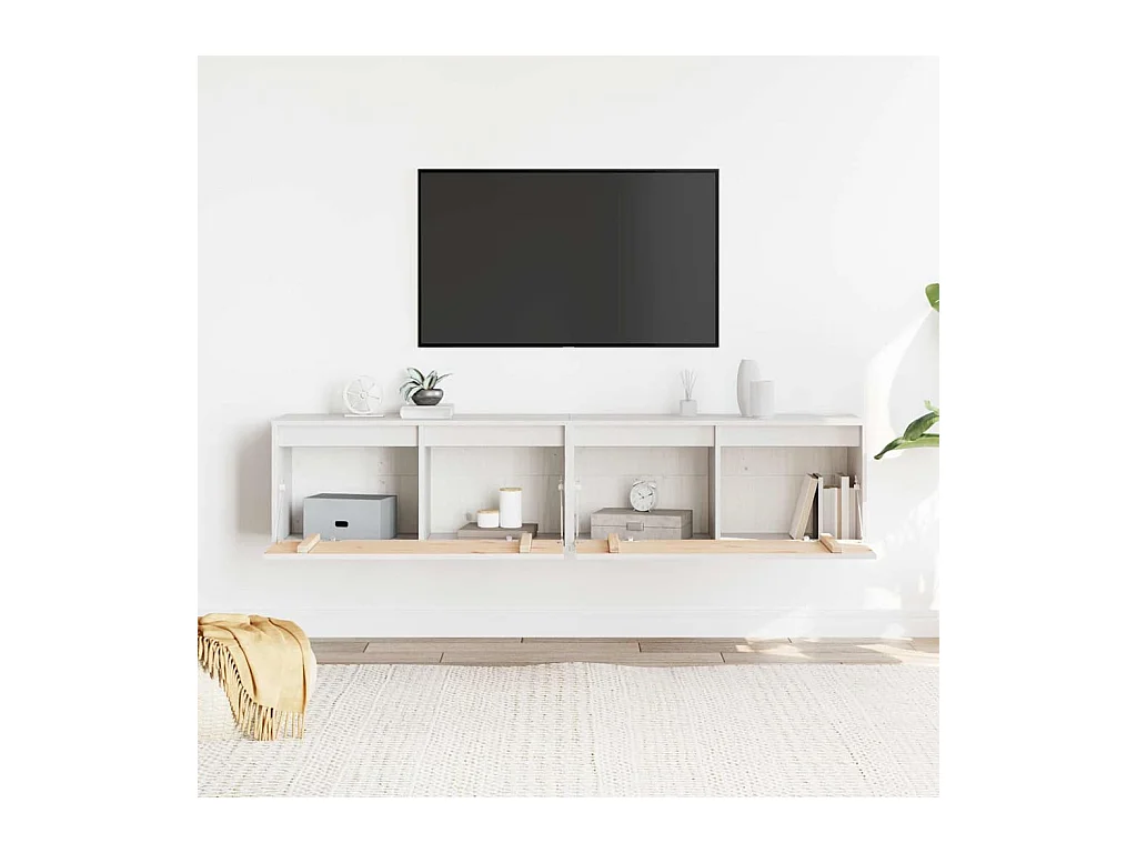 Pensili 2 pz Bianco 80x30x35 cm Legno massello di pino