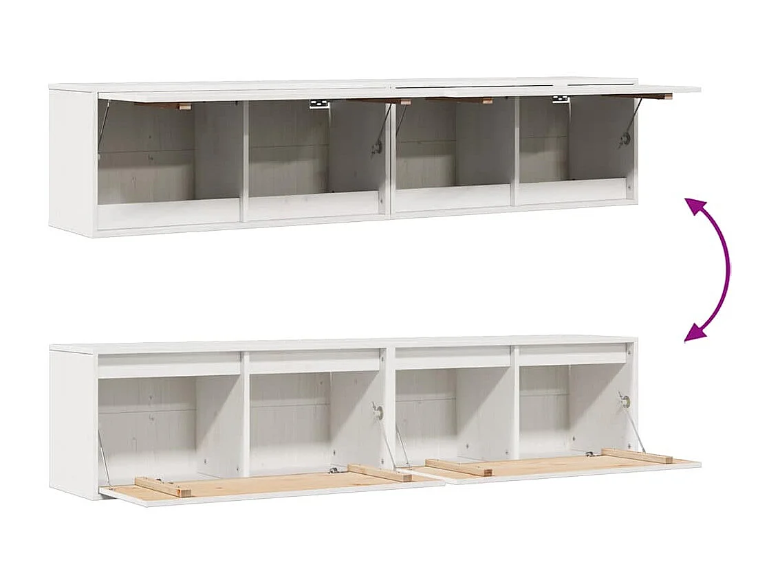 Pensili 2 pz Bianco 80x30x35 cm Legno massello di pino