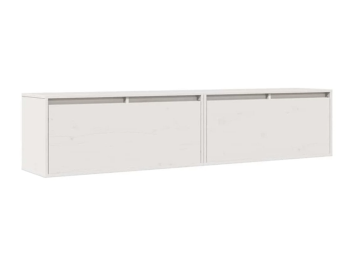 Wandkasten 2 stuks Wit 80x30x35 cm Massief grenenhout