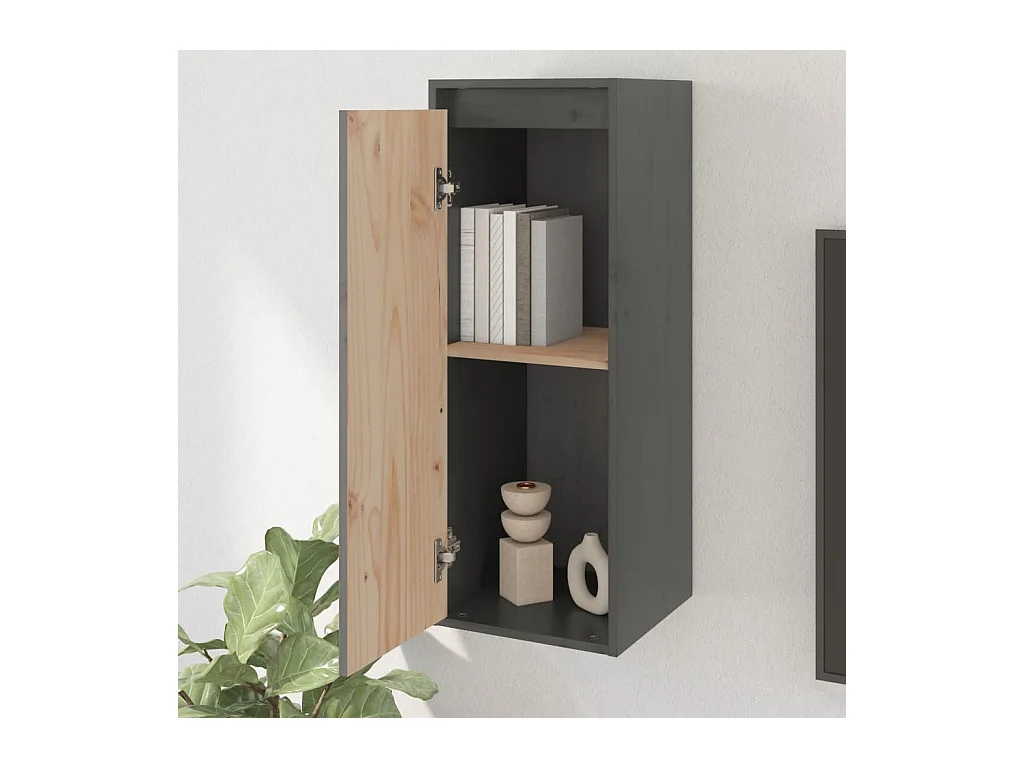 Armario de pared Gris 30x30x80 cm Madera maciza de pino