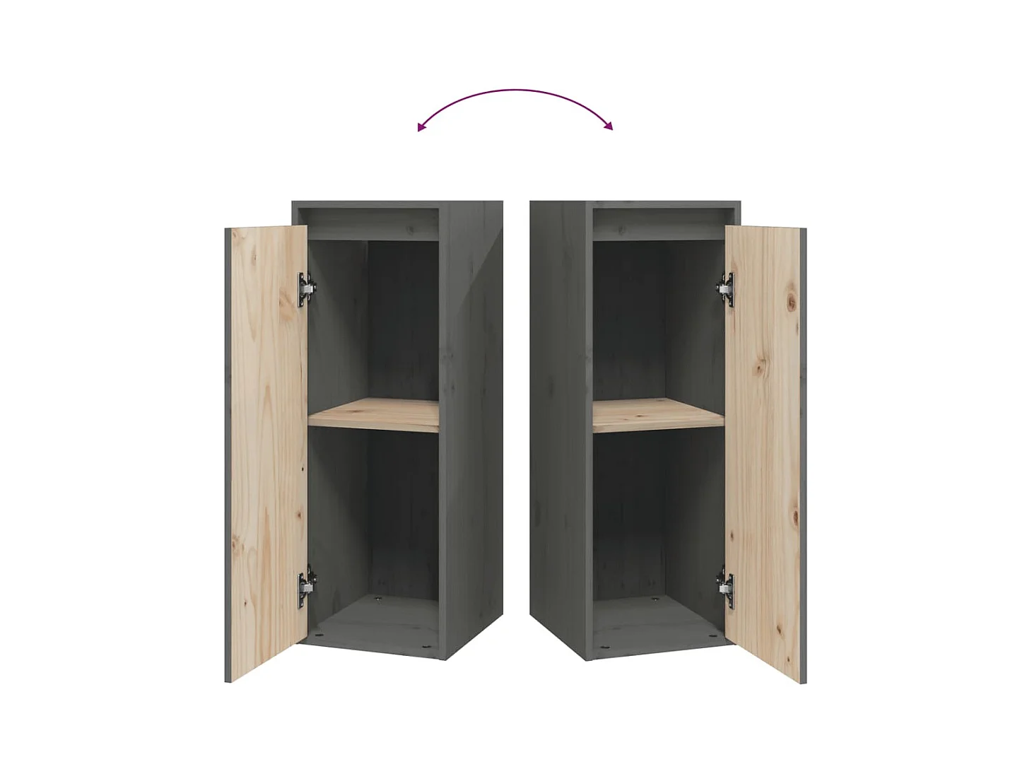 Armario de pared Gris 30x30x80 cm Madera maciza de pino