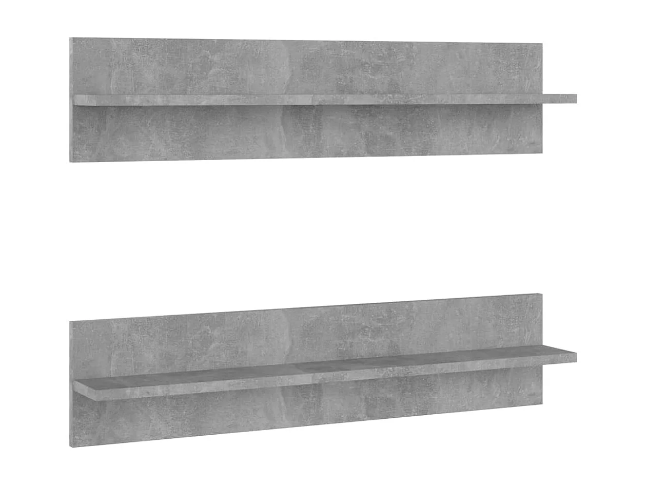Étagères murales 2pcs Gris béton 80x11,5x18cm bois d'ingénierie