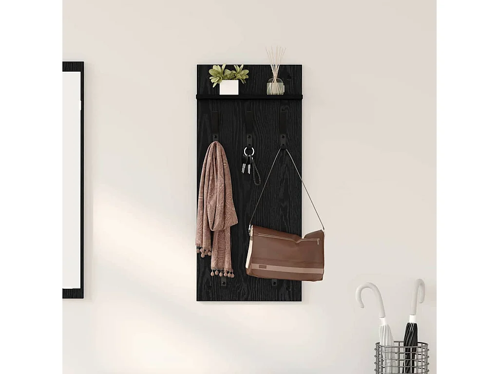 Porte-manteau mural avec étagère Chêne noir 90 x 40 x 10 cm
