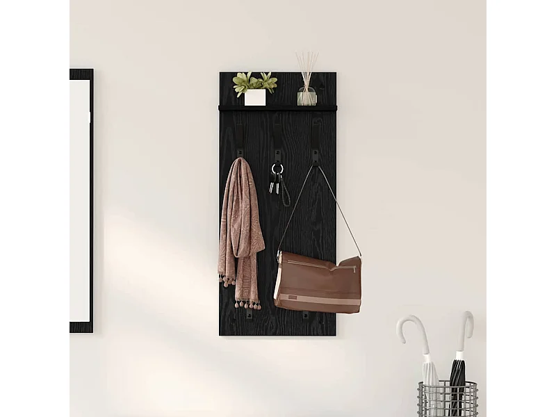 Porte-manteau mural avec étagère Chêne noir 90 x 40 x 10 cm