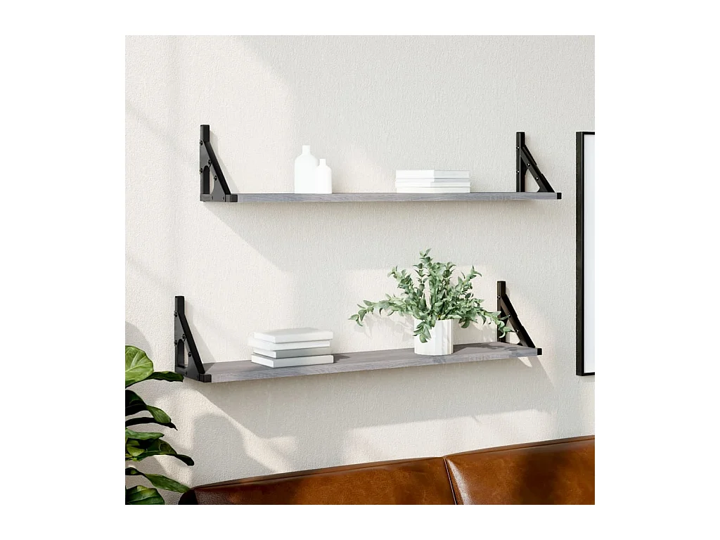 Mensole da parete 2 pezzi Sonoma grigio 80x15x15,5 cm Legno ingegnerizzato