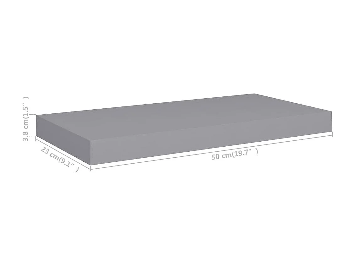 Étagère murale flottante gris 50x23x3,8 cm MDF
