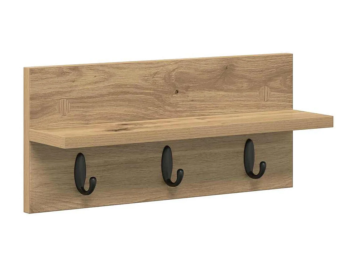 Handgemaakte eikenhouten wandkapstok 40 x 10,5 x 18 cm