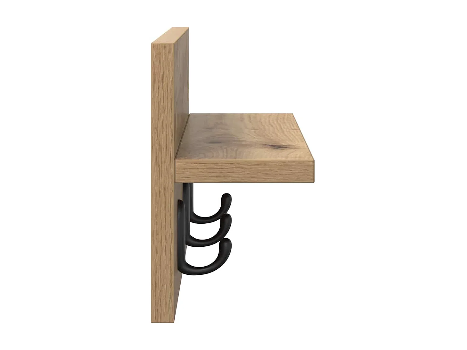 Handgemaakte eikenhouten wandkapstok 40 x 10,5 x 18 cm