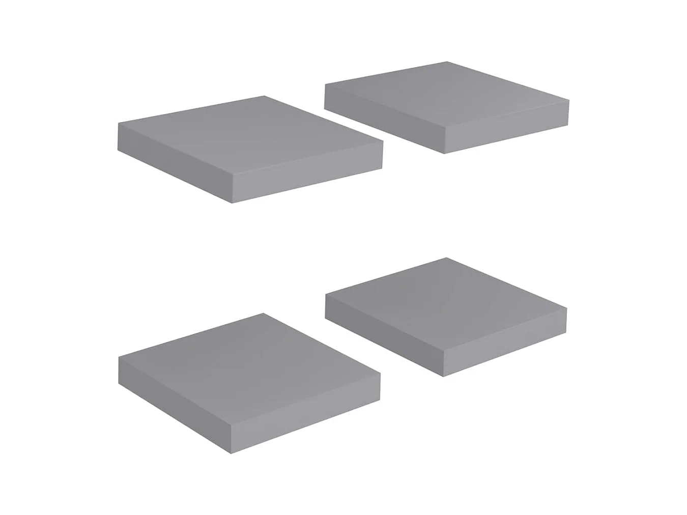 Mensole da parete sospese 4 pezzi grigio 23x23,5x3,8 cm MDF