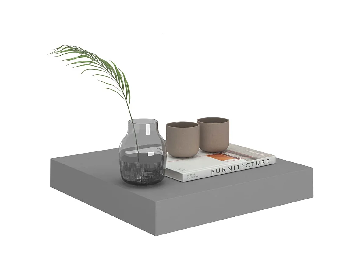 Mensole da parete sospese 4 pezzi grigio 23x23,5x3,8 cm MDF