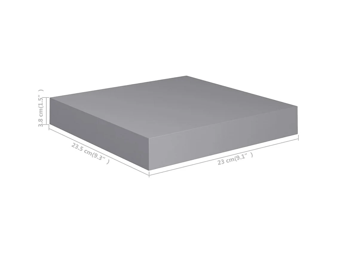 Mensole da parete sospese 4 pezzi grigio 23x23,5x3,8 cm MDF