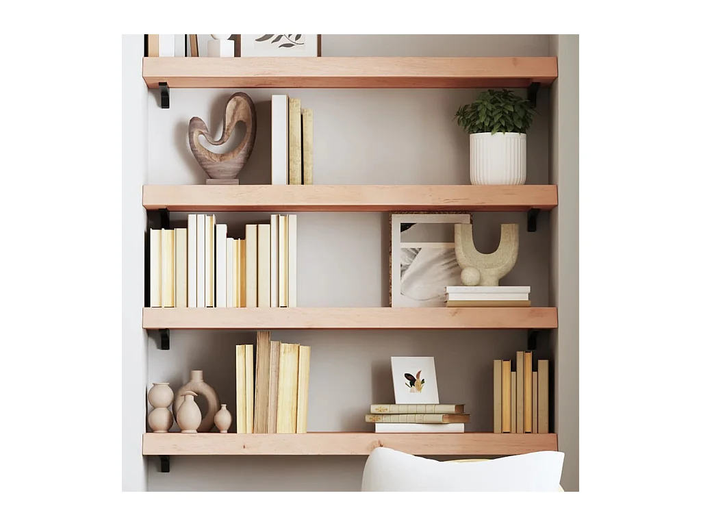 Estante de pared 80x30x(2-6) cm madera maciza de roble sin tratar