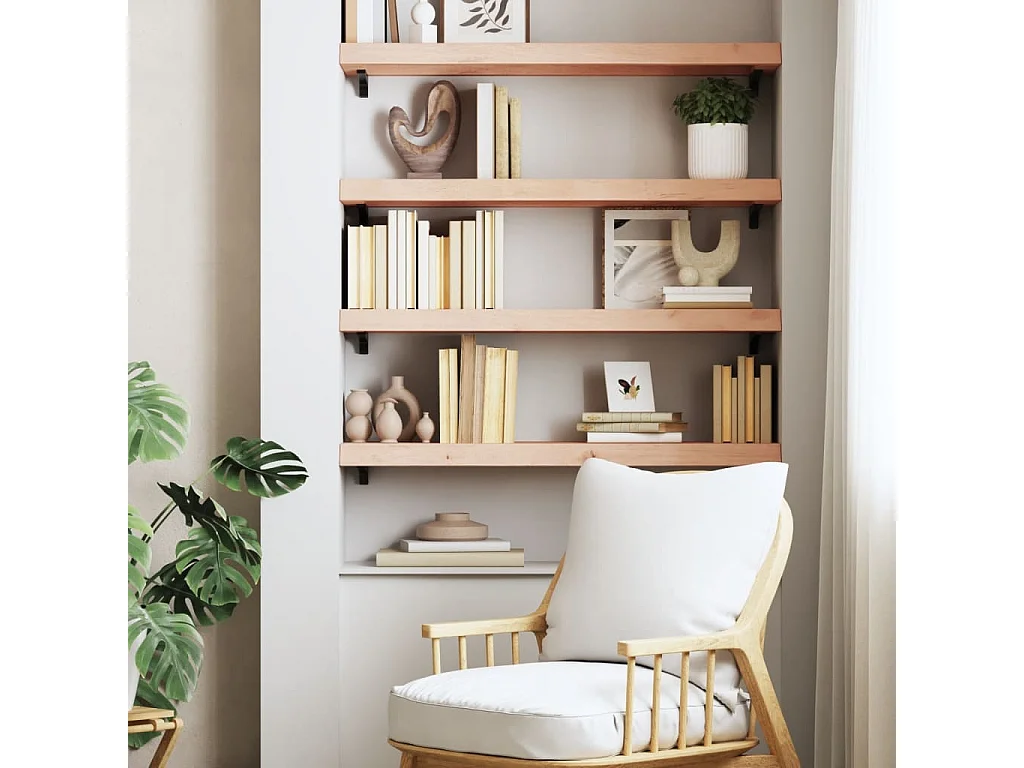 Estante de pared 80x30x(2-6) cm madera maciza de roble sin tratar