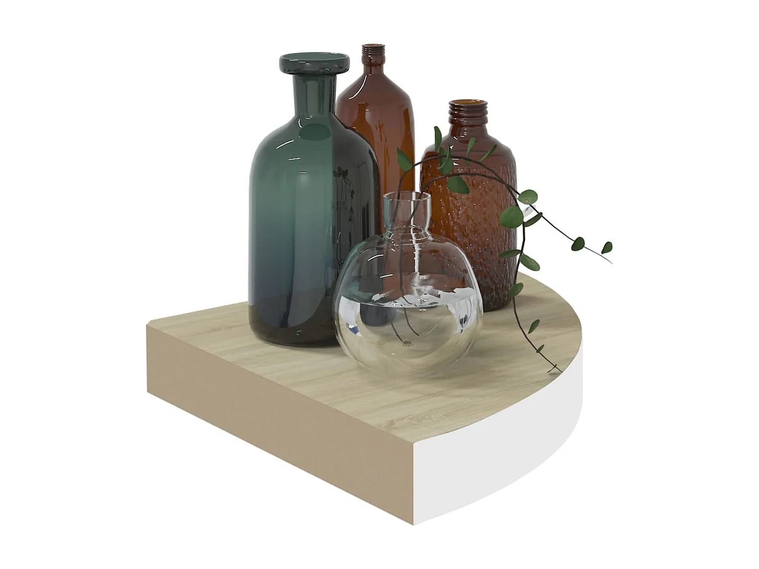 Eckwandregal aus Eiche und Weiß 25 x 25 x 3,8 cm MDF