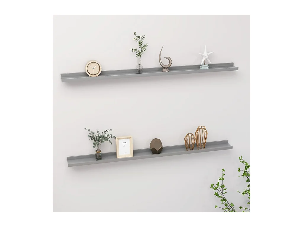 Mensole da parete 2 pezzi Grigio 115x9x3 cm