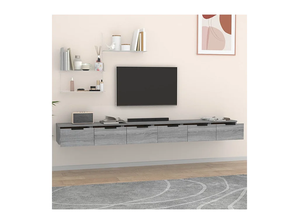 Armoires murales 2pcs Sonoma gris 102x30x20cm Bois d'ingénierie