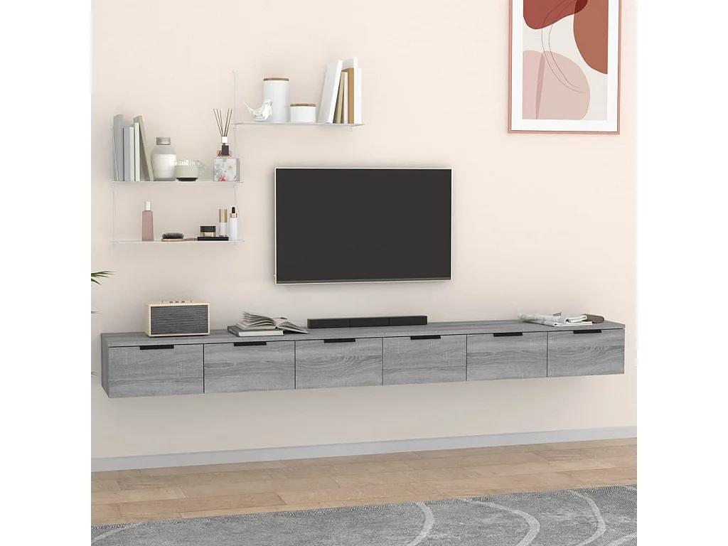 Armoires murales 2pcs Sonoma gris 102x30x20cm Bois d'ingénierie