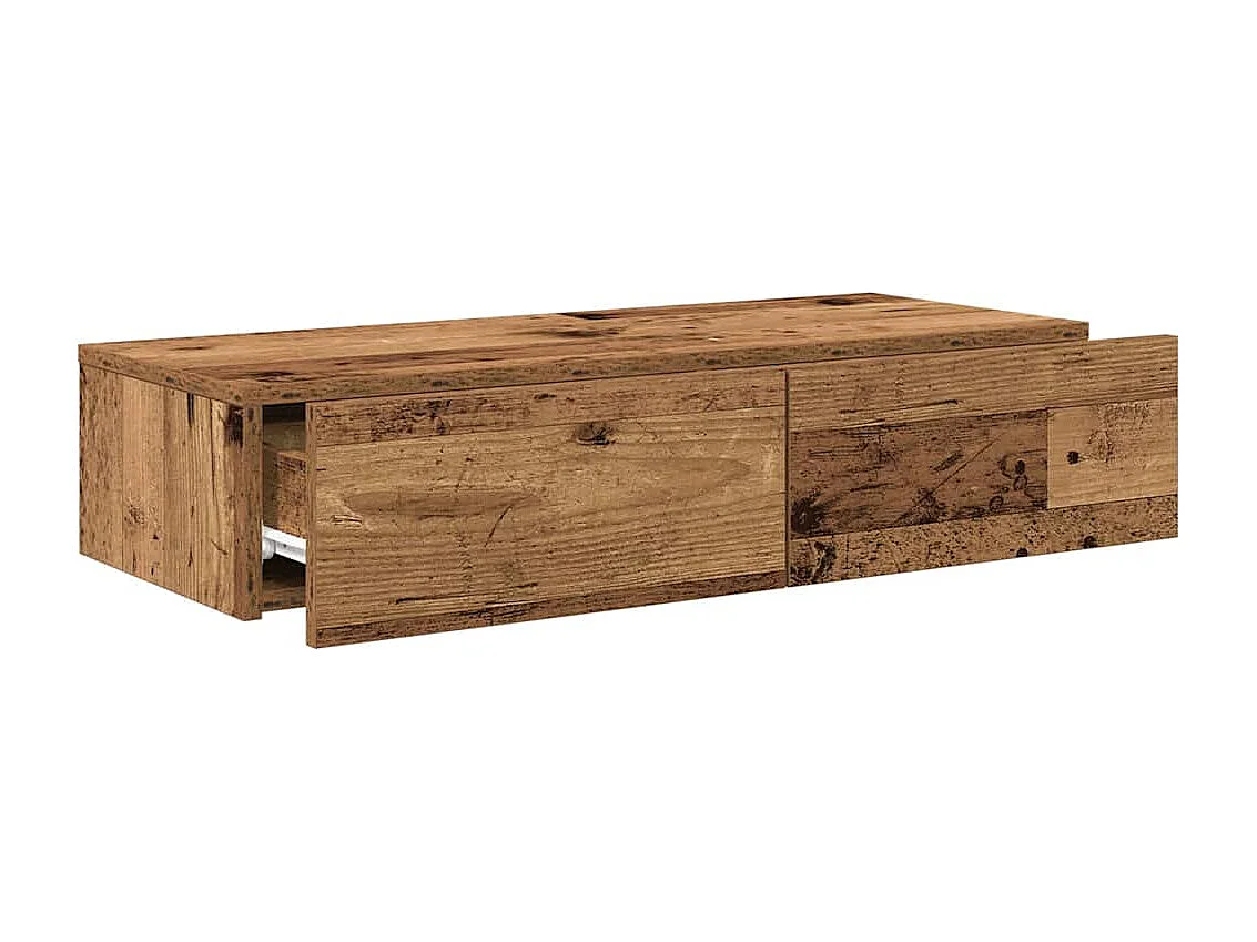 Étagère murale avec tiroirs vieux bois bois d'ingénierie