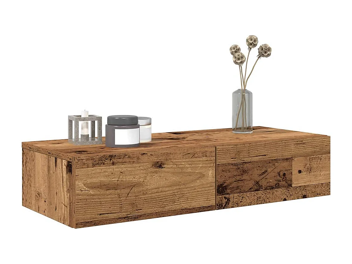 Étagère murale avec tiroirs vieux bois bois d'ingénierie