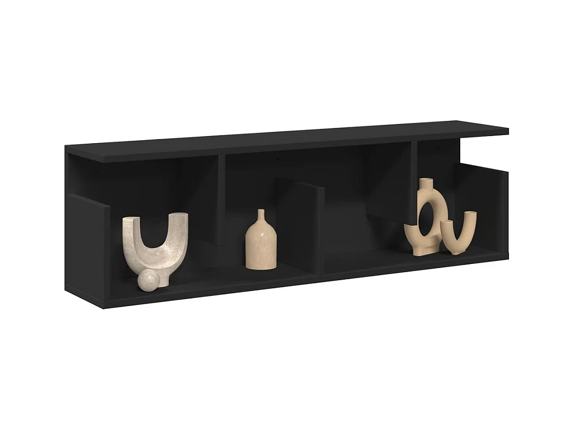 Wandkast 100x20x30 cm zwart bewerkt hout