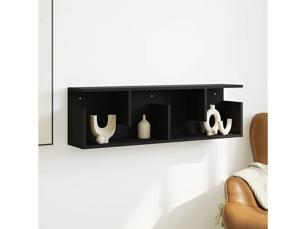 Mobiletto da parete 100x20x30 cm in legno ingegnerizzato nero