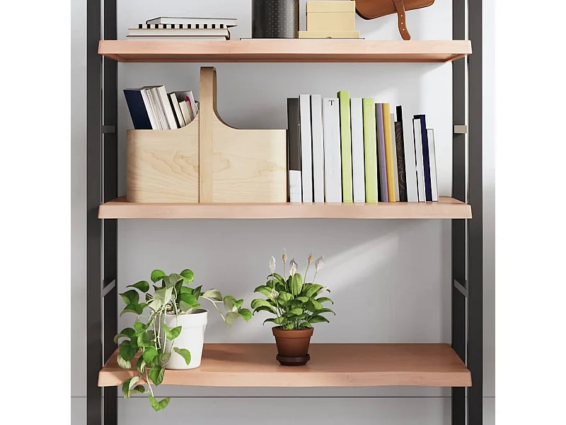 Étagère murale marron clair bois chêne massif traité