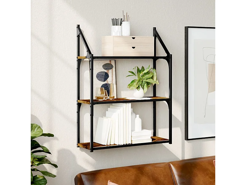 3-laags wandplank gerookt eiken 60x21x78,5 cm