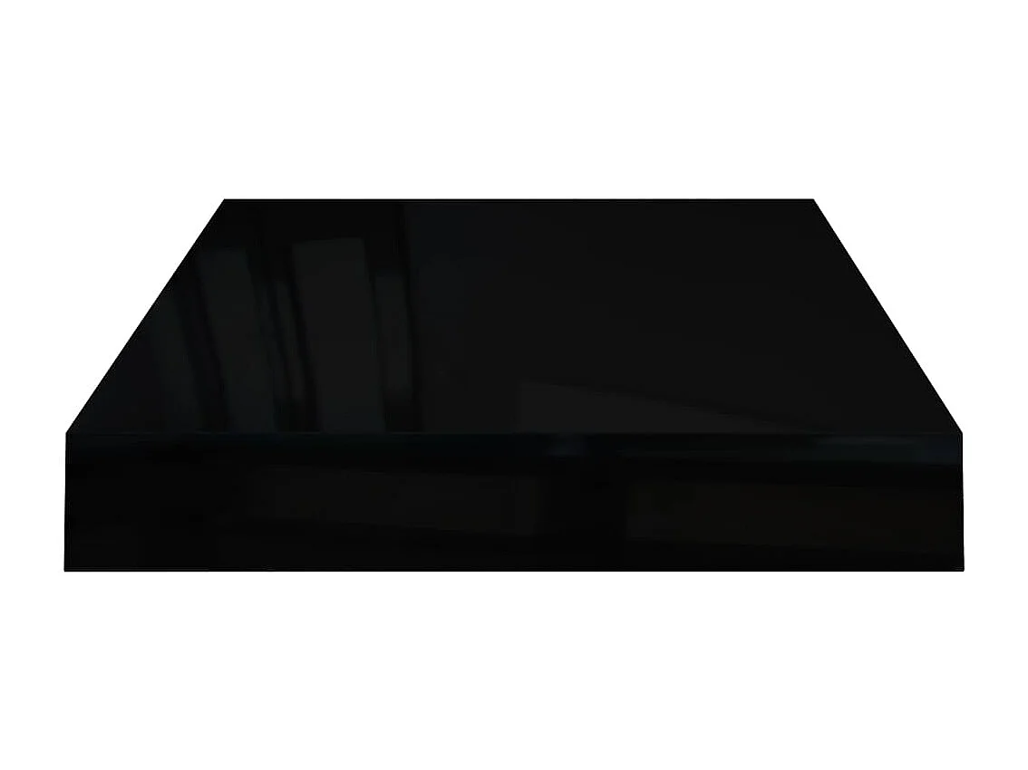 Mensola da parete sospesa 2 pezzi Nero lucido 40x23x3,8 cm MDF