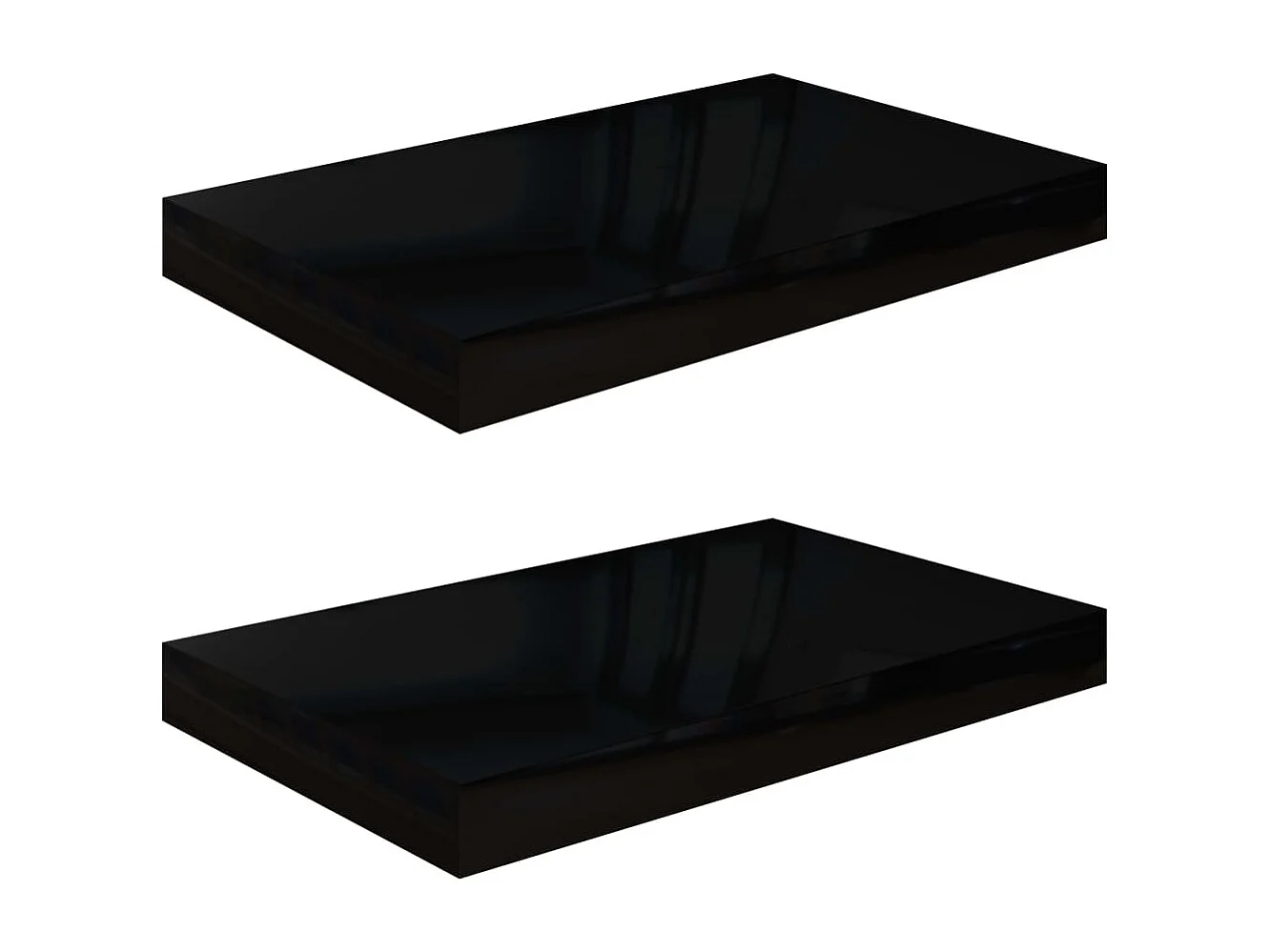 Étagère murale flottante 2 pcs Noir brillant 40x23x3,8 cm MDF